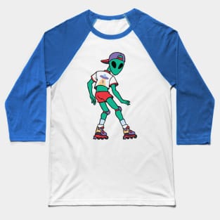 Unreals on Wheels - Little Green Man Baseball T-Shirt